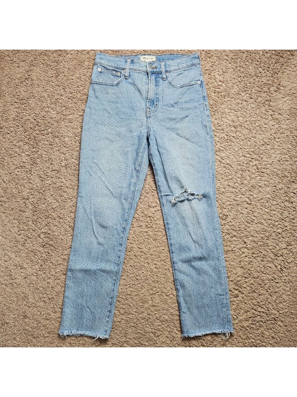 Madewell Jeans Womens 26 Blue The Perfect Vintage Denim Raw Hem Distressed